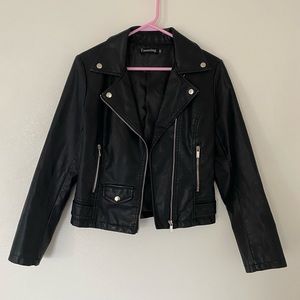 Black Faux Leather Jacket - size XS